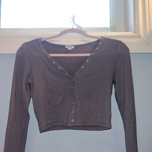 Dark grey button up long sleeve 🌚